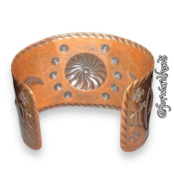 Hand Crafted Copper Native Style Etched Cuff Bracelet - Picture 5 of 11